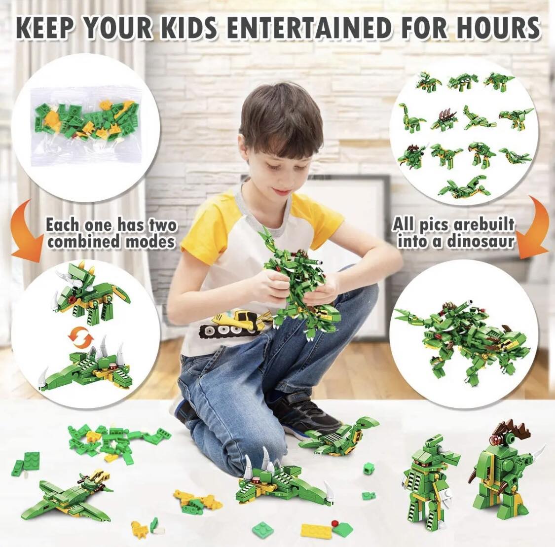 Dinosaur Building Toys for 12 in 1 Building Blocks Sets for Kids Compatible with Lego - Educational Toys Gifts. 