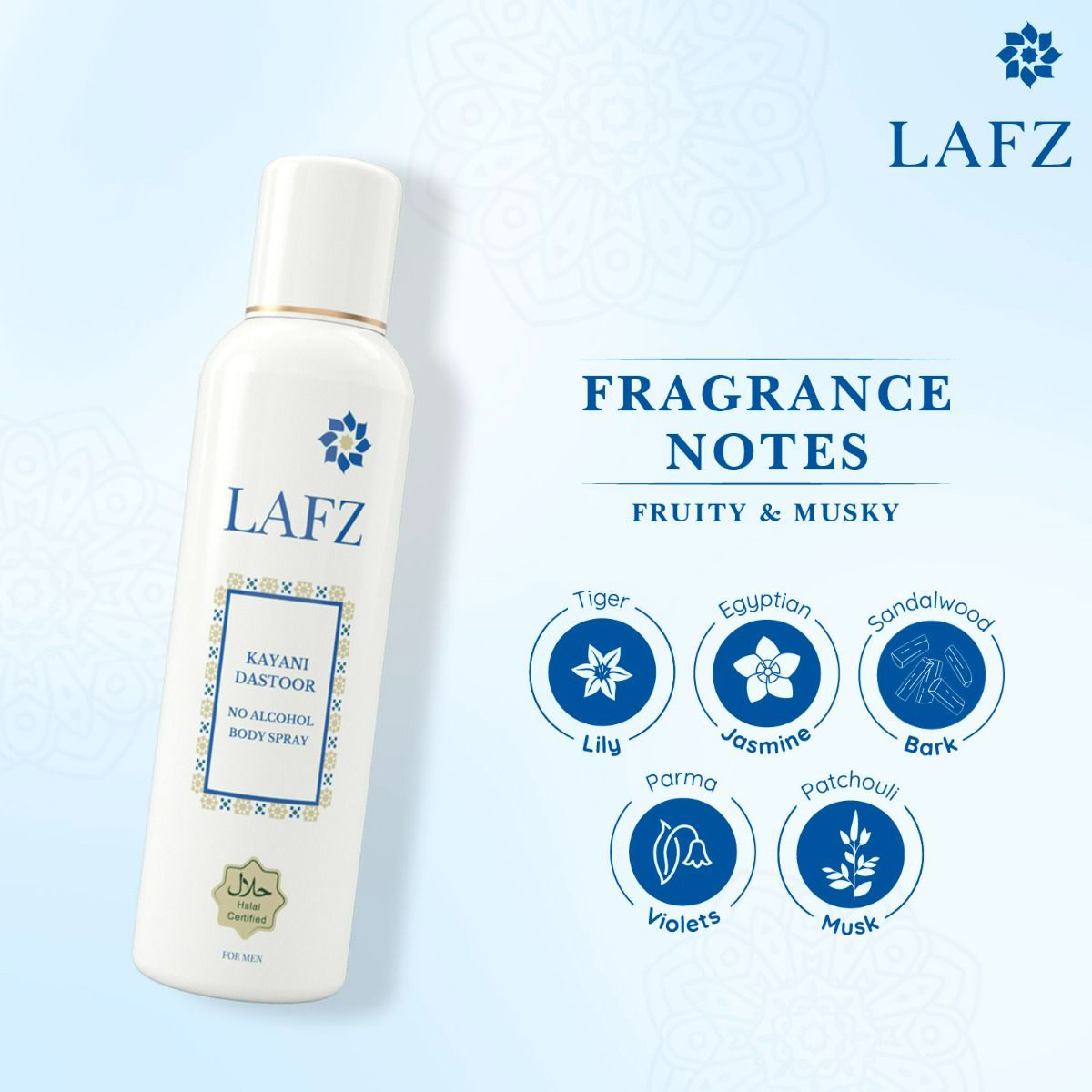 Lafz Men's Body Spray No Alcohol 100gm - Kayani Dastoor