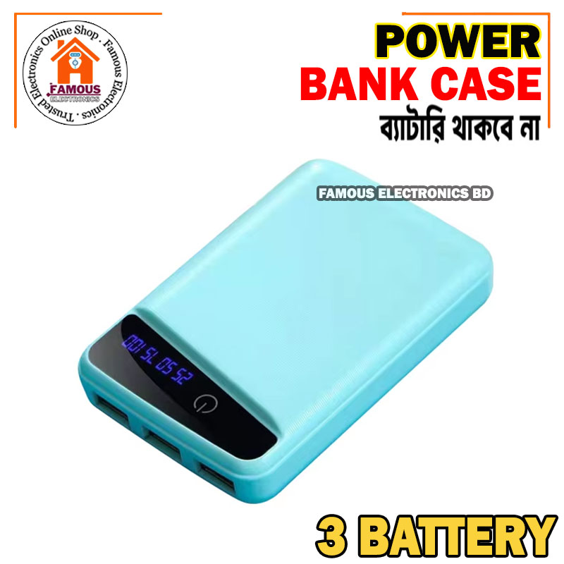 Portable Stylish First Charging Power Bank Case White (Use 3 Piece's 18650 Battery). 