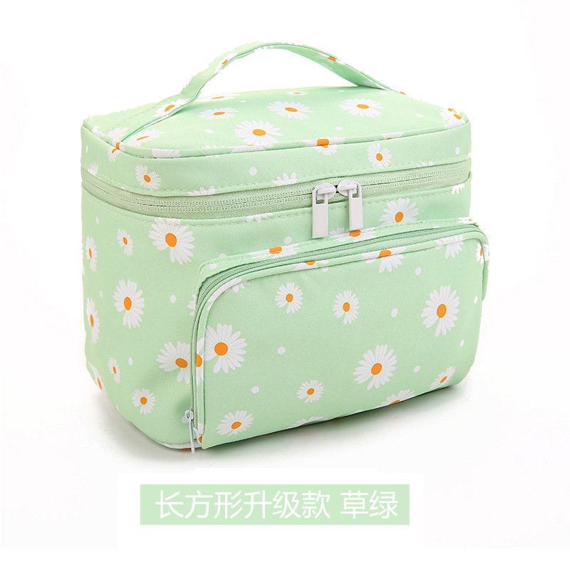 2020 new Korean version of the little daisy print storage bag plain large capacity handy hand wash bag women's makeup bag
