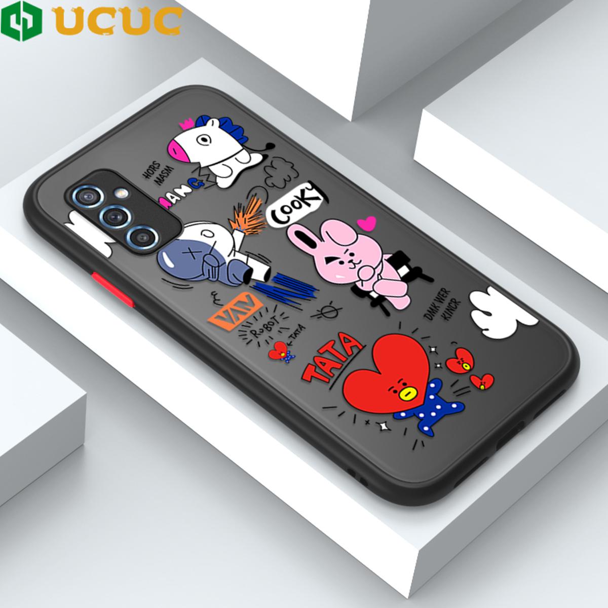 UCUC for Samsung Galaxy M52 5G Back Cover BTS Anthropomorphic Image Frosted Transparent Hard Phone Case Thin Shockproof Full Cover Camera Protect Case