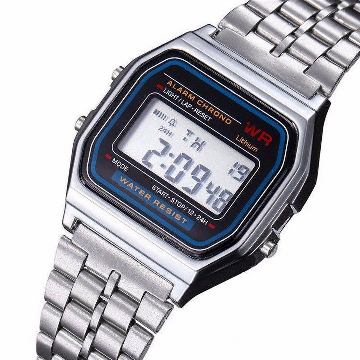 New Aw Metal trap Wr Fahion Tide Gold And ilver Cold Light Fw Electronic Meter Watch. 