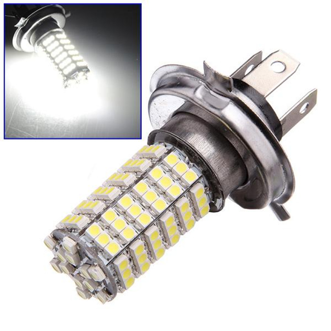 H4 120 LED 3528 SMD White Fog Headlight High and Low Beam Bulb Head Light Daytime Running Lighting DRL 12V Car -