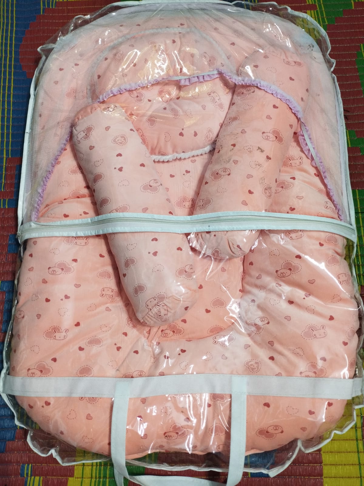 Baby Premium Bed Set with Mosquito Net Size - 34-24" Inches (Color as per stock). 