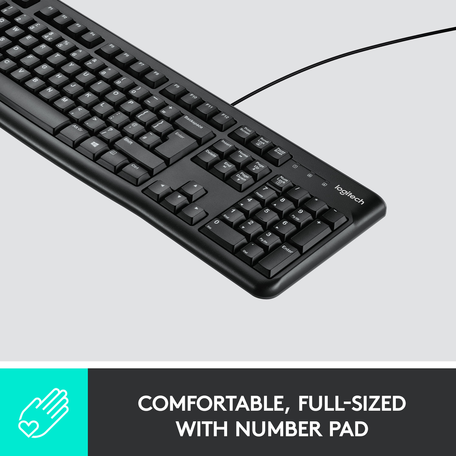 Logitech K120 Wired Keyboard for Windows, USB Plug-and-Play, Full-Size, Spill Resistant, Curved Space Bar PC/Laptop - Bangla Layout. 
