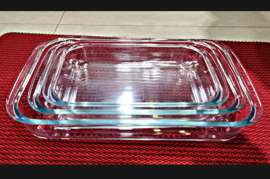 Glass Serving Dish - Transparent 3 Pcs Set