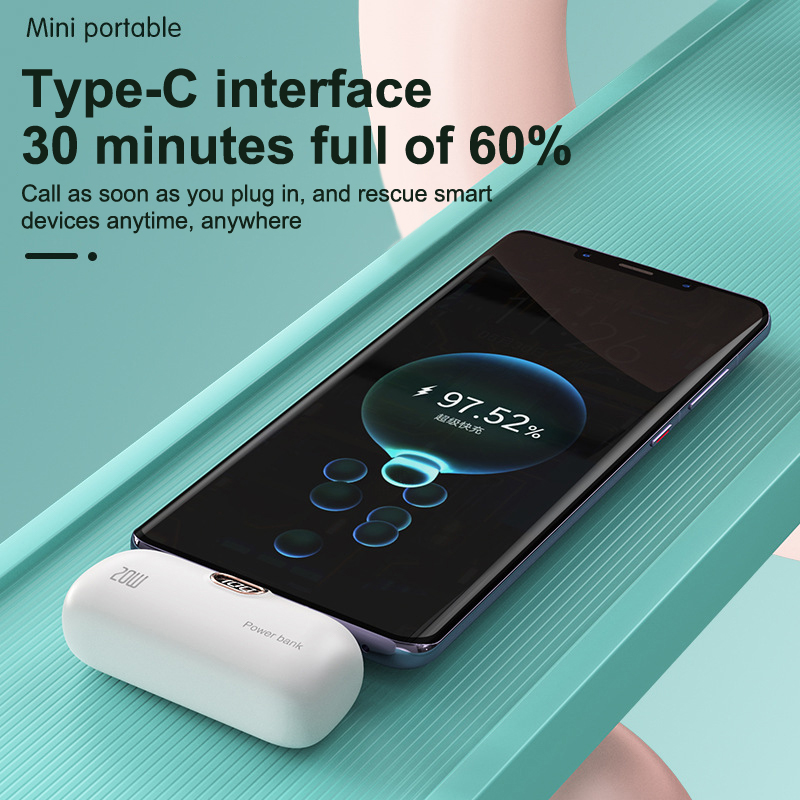 Mini Capsule Power Bank 5000mAh PD Fast Charging Power Bank Portable External Battery For IPhone Xiaomi Wireless Power Bank Tetuo. 