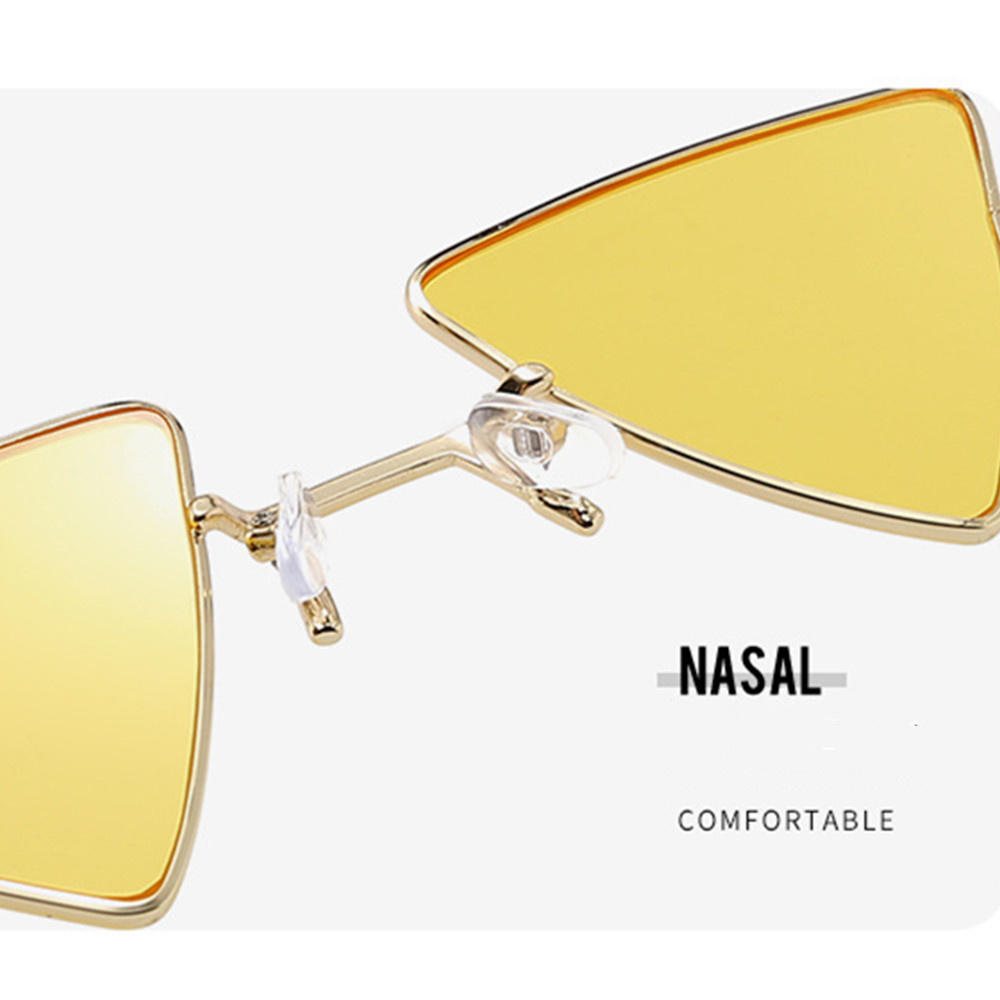 Small Size Triangular Punk Sunglasses Retro Y2k Style Metal Frame Hippie Triangular Shades Colorful Lens Tinted Lens Triangular Eyewear for Costume Parties Streetwear Fashion Music Festivals. 