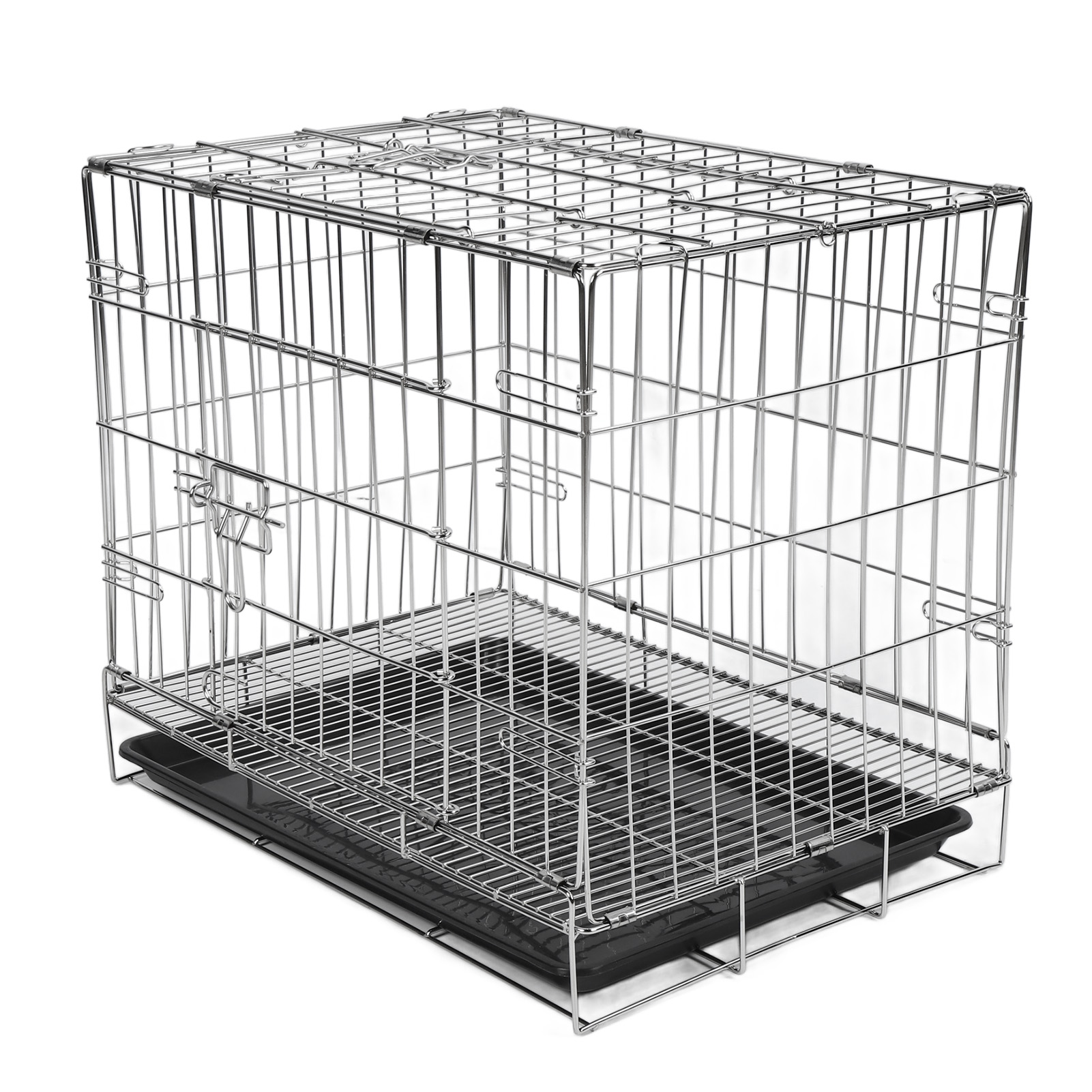 Stainless Steel Dog Crate, Unbreakable Multipurpose Spacious Pet Cage Heavy Duty Portable Folding Easy To Assemble with Tray for Outdoor Trips. 