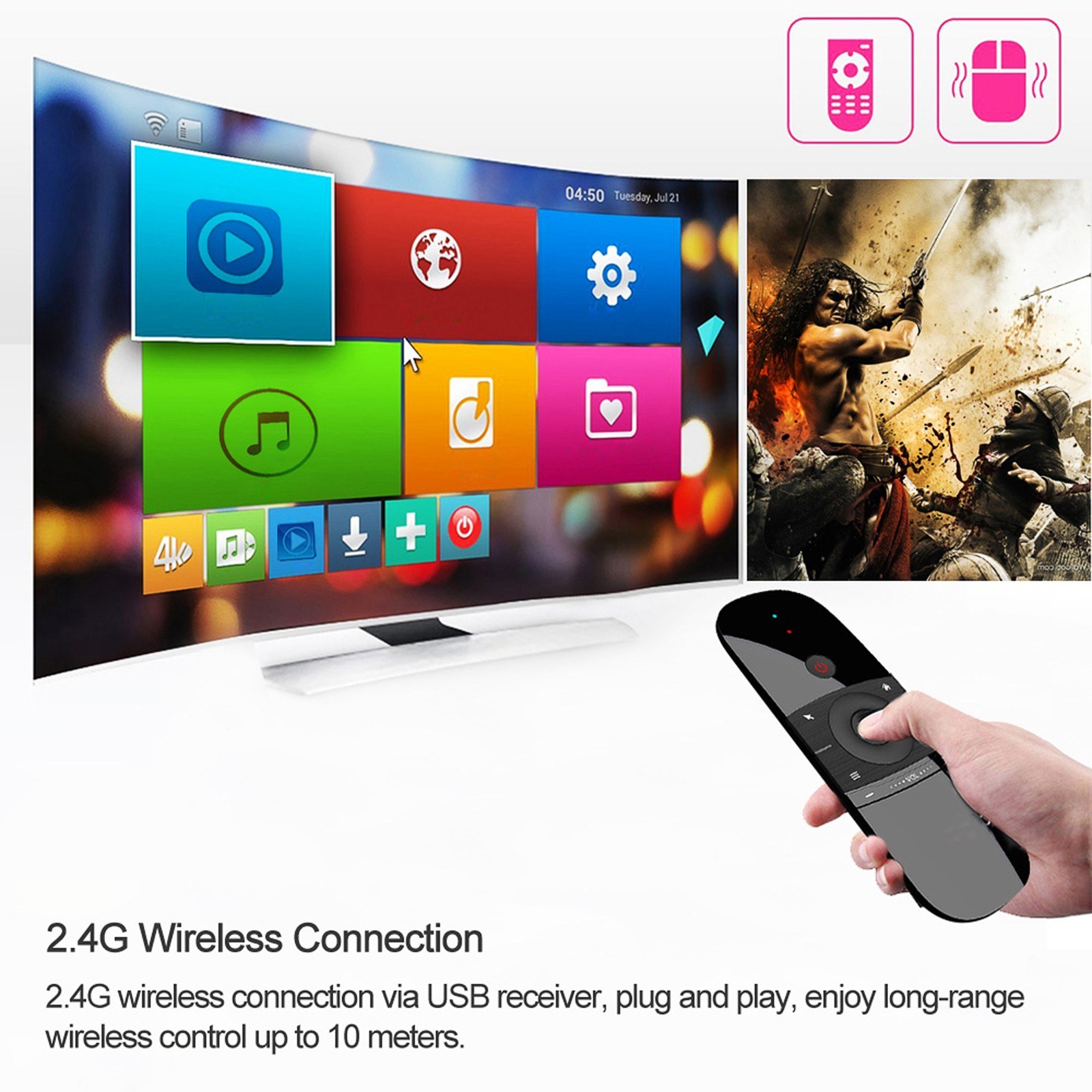 Wechip W1 Wireless QWERTY Keyboard 2.4G Air Mouse Remote Control-english. 