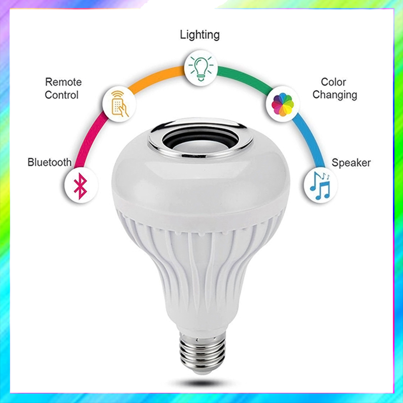 Bluetooth Speaker Bulb Remote Control Light Color Change  - Smart Gadget LED Music Light Bulb Bluetooth Speaker Music Bulb. 
