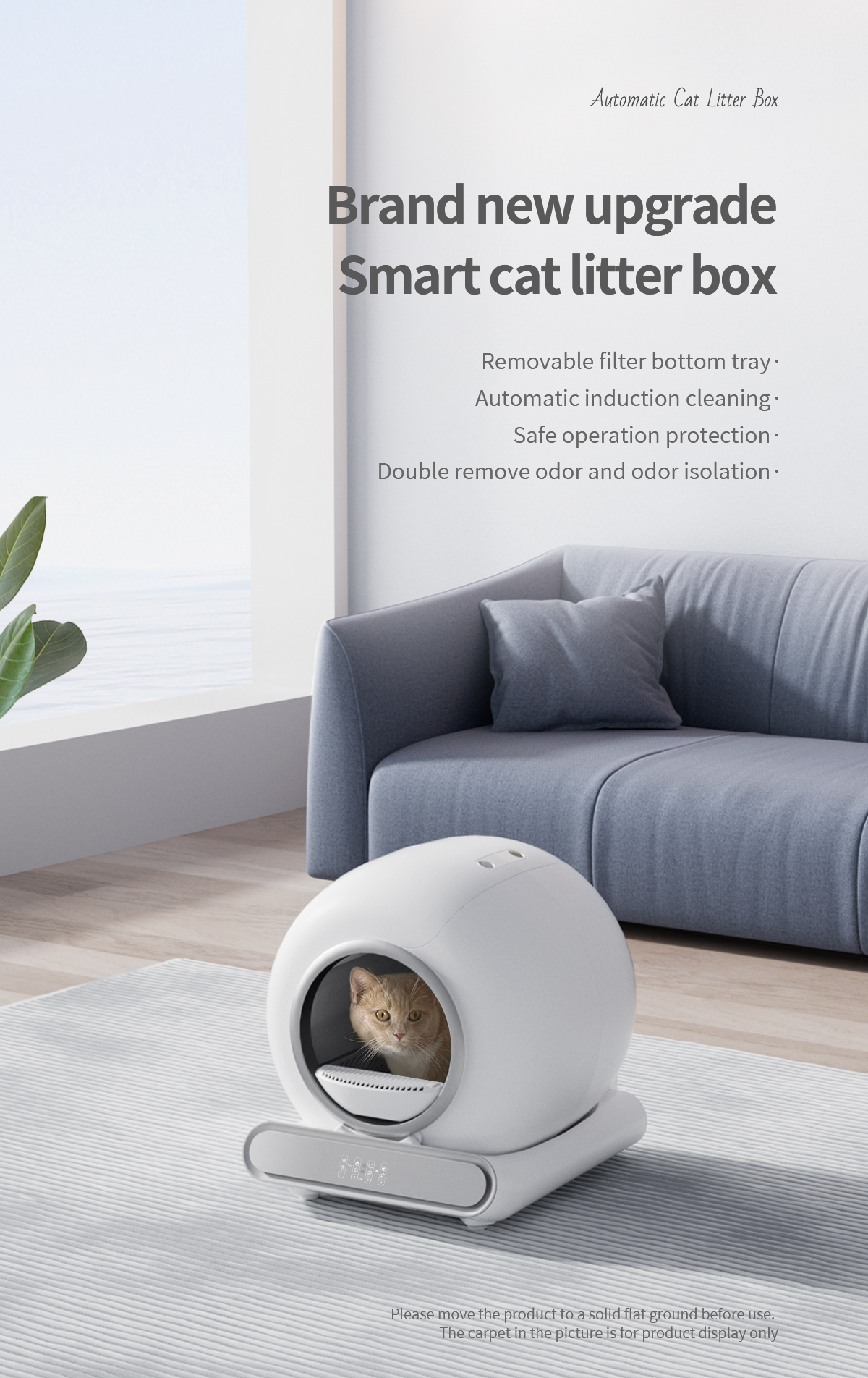 【English Version】2024 Automatic Smart Cat Litter Box Self Cleaning App Control Pet Toilet Litter Tray Ionic Deodorizer 65L. 