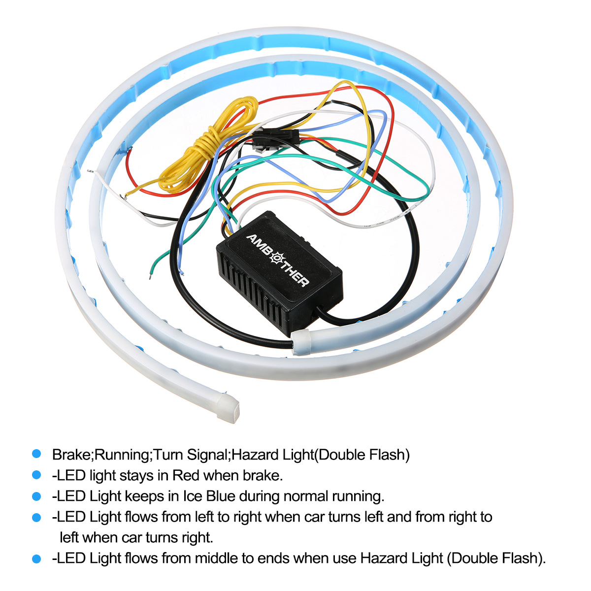 Common Car Running Brake Reverse Signal LED Tail Tal Light Bar Strip Truck. 