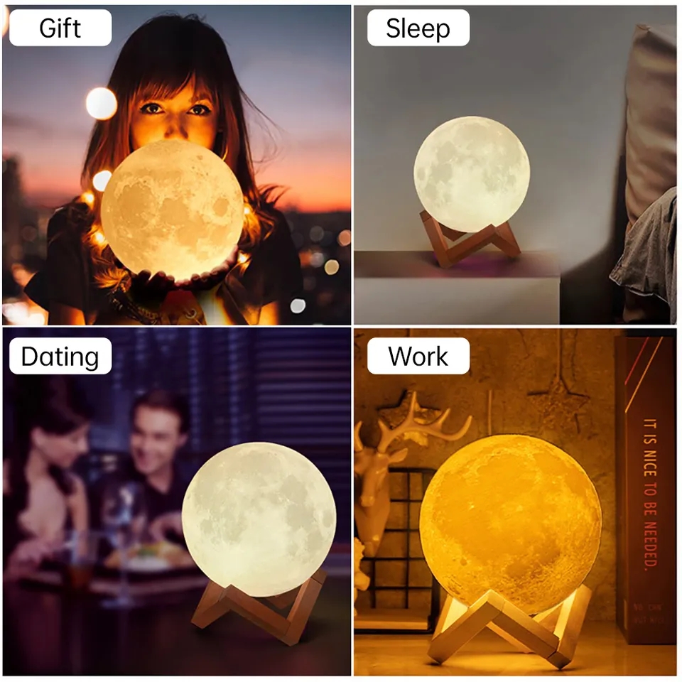 3D printed Galaxy Lamp and Moon Lamp for room lighting. 