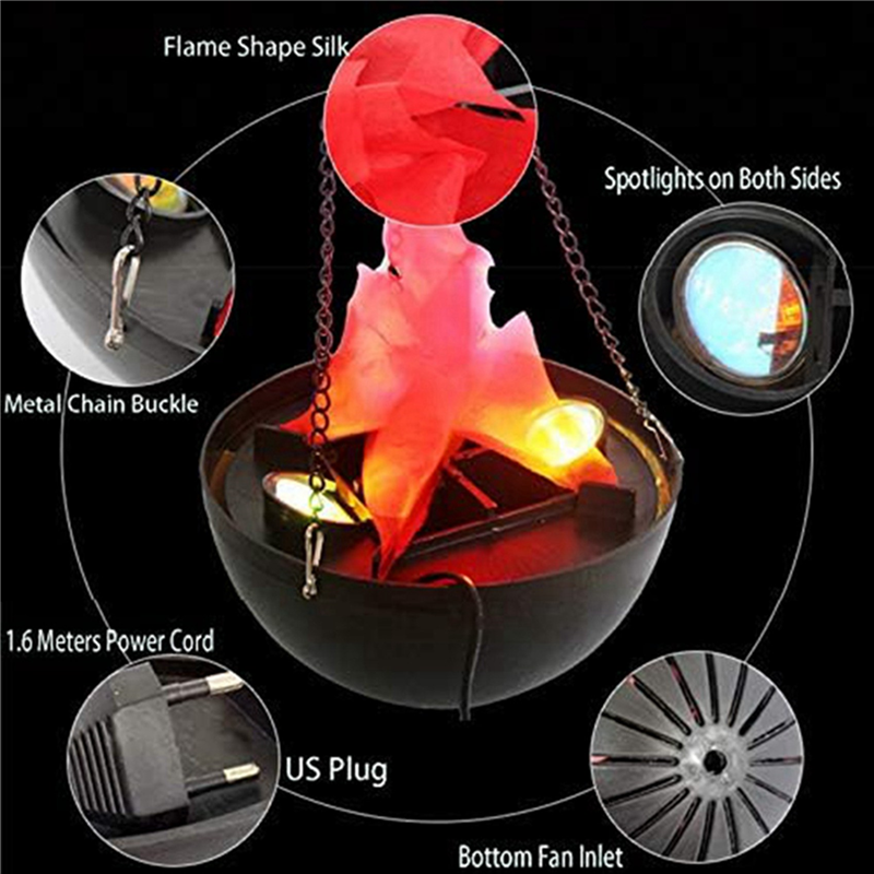 PDTYMWNG 2X 3D Fake-Fire Light,Hanging LED Flame Light,Artificial LED Silk Flame Stage Effect Light Realistic Campfire Lamp Prop. 