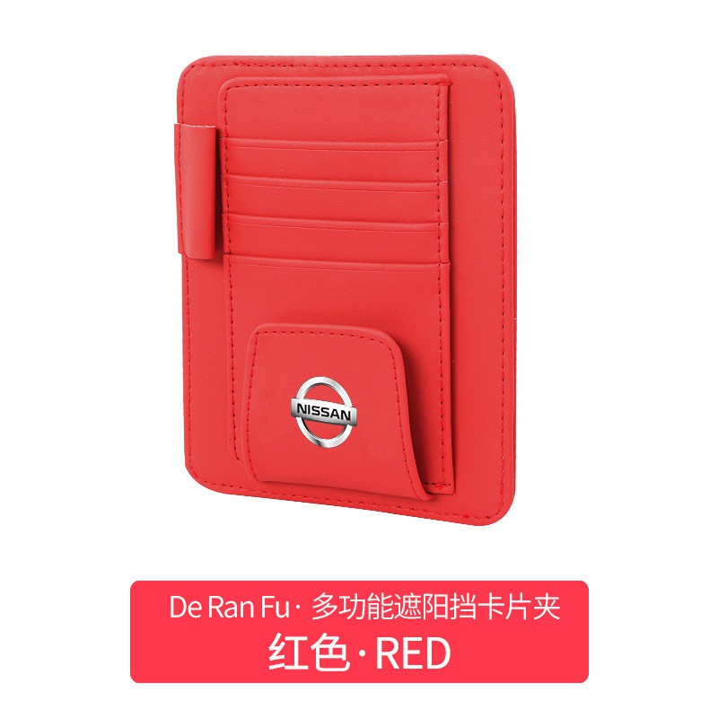 1pcs Red Eye Glasses Card Pen Holder Clip Car Styling Car Accessories Sun Visor Sunglasses For Nissan Terra Navara Almera Patrol royale X-Trail Sylphy JUKE Leaf