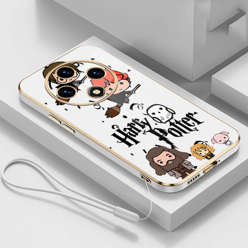 OPPO Reno 12F 5G Reno12F Fashion Harry Potter Wand Phone Case Square Edge Pattern Casing Plated Phone Shell. 