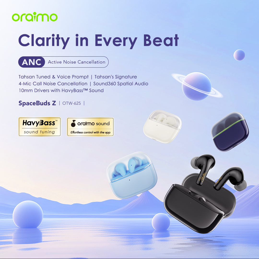 oraimo SpaceBuds Z ANC True Wireless Earphones co braned with Tahsan