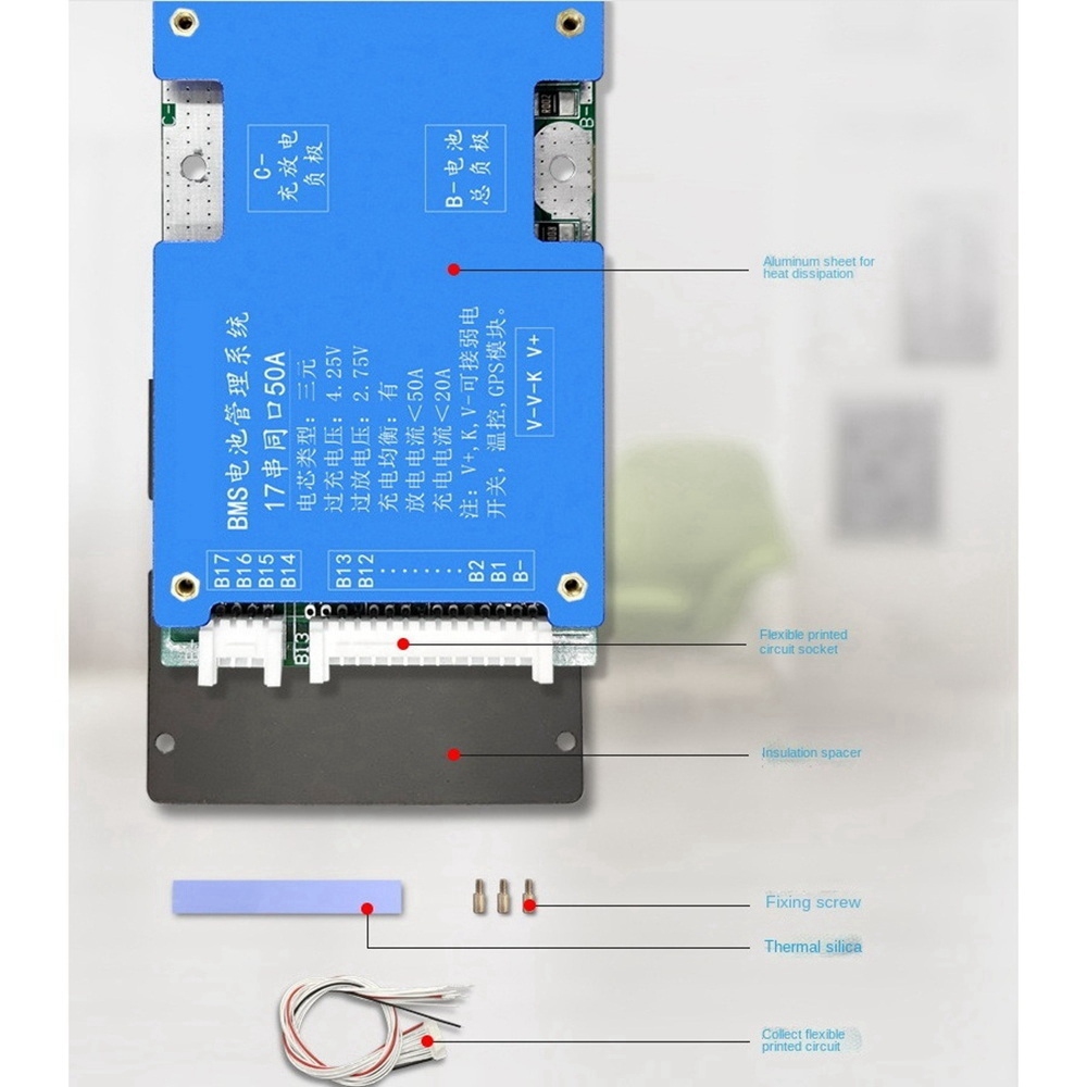 18650 Battery Bms 17S 30A 60V Li-Ion Battery Common Port Charging Pad. 