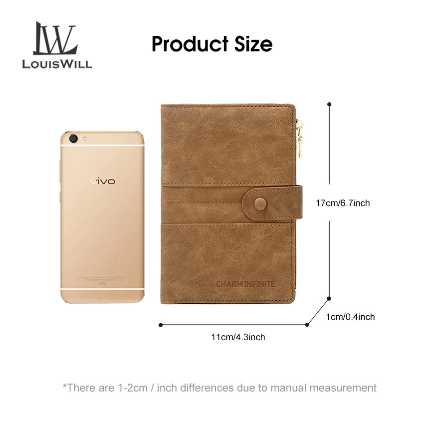 LouisWill Wallet RFI-D Card Case Matte Anti-que PU Wallet AntiThe-ft Bru-sh Pas-sport Holder Multi-Function Certificate Bag Business Wallets Co-in Bag Zipper Multi-Card Position I-D Cre-dit Cards Holders. 