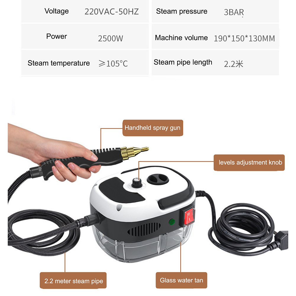 GC High Pressure Steam Cleaner 2500w High-power Portable Handheld High Temp Steamer Cleaning Machine For Home Use. 