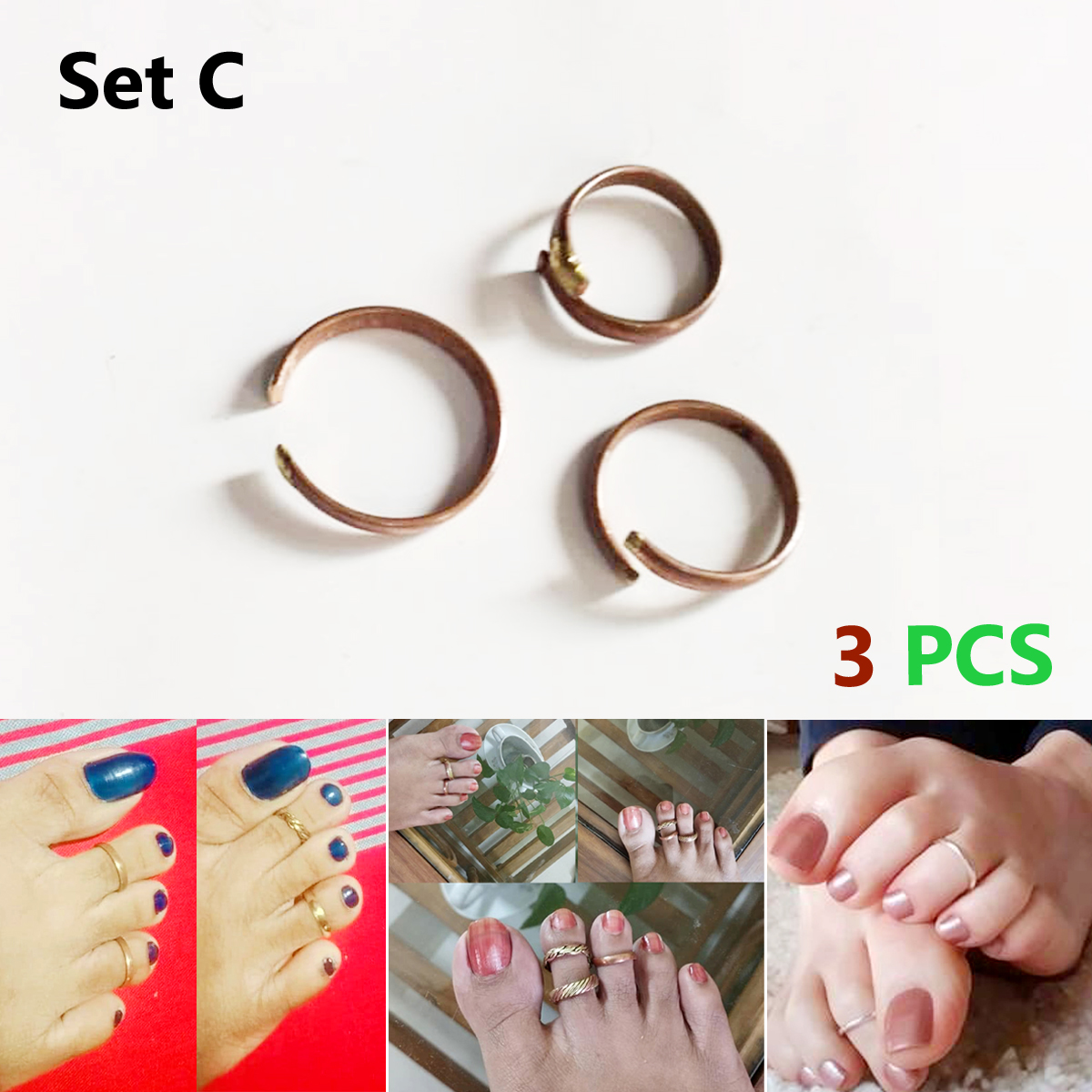 Premium Quality - 3 PCS Leg Finger Ring Set C Adjustable for Women Multicolor - Modern - Choice Expression - Designed - Urban Vibes