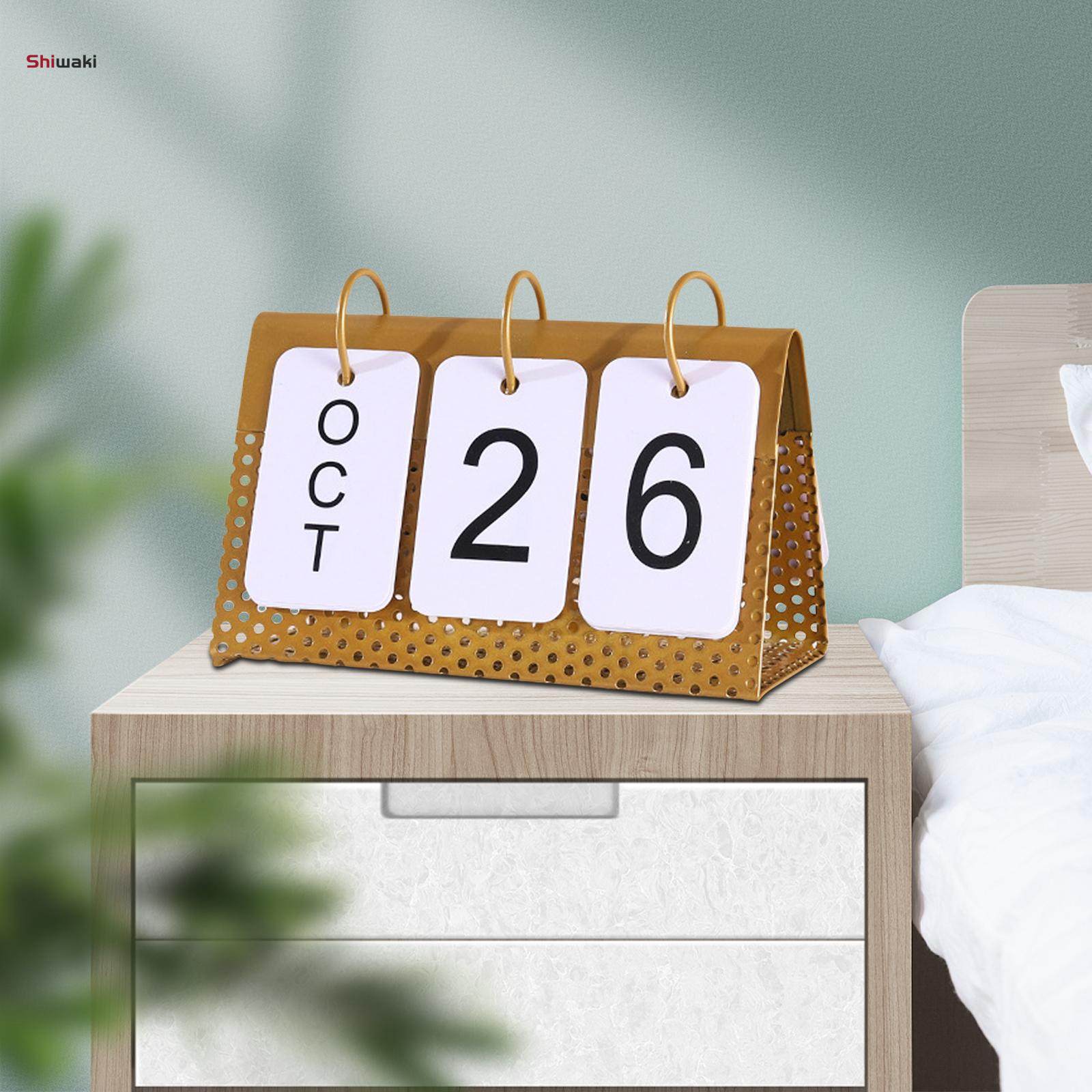 Creative Desktop Calendar Standing Iron Frame Tabletop Office Home Page Turning Decorative Simple. 