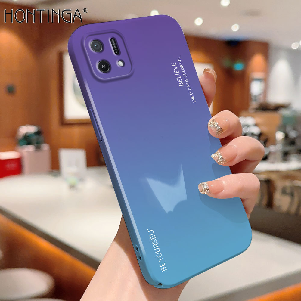 Hontinga for OPPO A16E A16K Back Cover Aurora Shiny Colorful All-inclusive Film Hard Phone Case Camera Protection Mobile Cover
