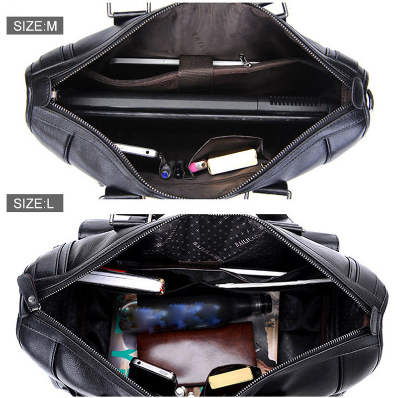 Men Leather Black Briefcase Business Handbag Messenger offers Bags Male Vintage Shoulder Bag Men's Large Laptop Travel Bags Hot