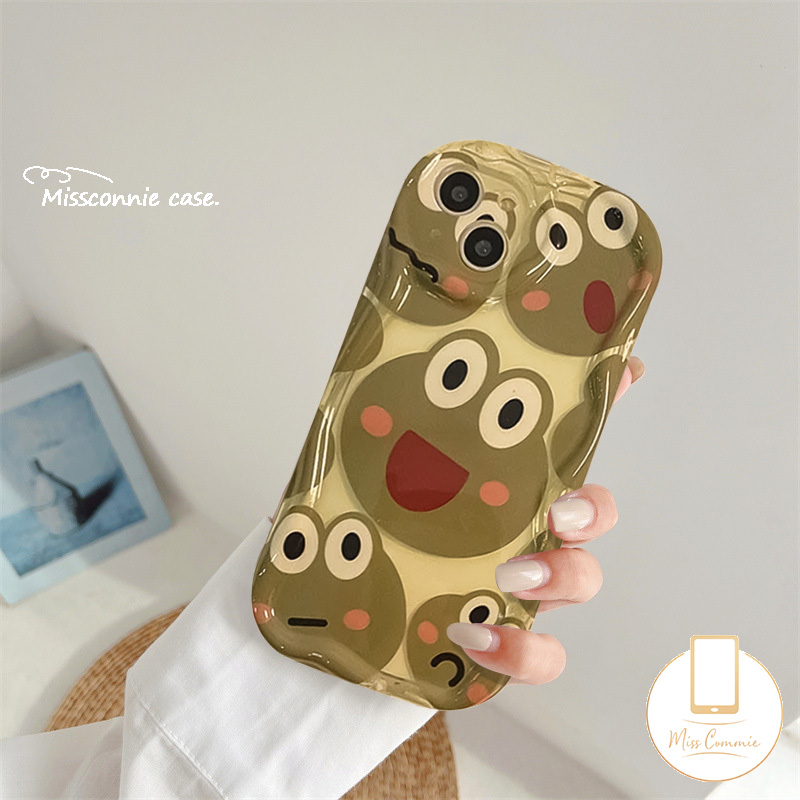 MissConnie For Redmi 9A 9 12C 9C 10A 10C 12 A1 9T A2 10 9C NFC Note 8 9 12 11 10s 12Pro 11s 10 Pro Max Plus Mi 11 12 Lite Poco M3 Cute Cartoon Frogs Keroppi 3D Wavy Curved Edge Tpu Soft Case
