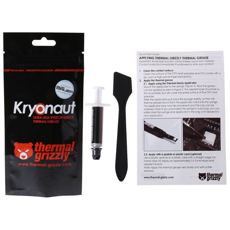 Thermal Grizzly Kryonaut 1g for CPU AMD Intel Processor Heatsink Fan Comund Cooling Thermal Paste Cooler Thermal Grease-Black. 