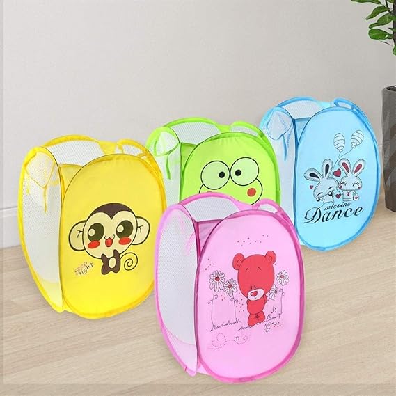 .  Laundry Bag | Nylon Storage Basket with Handle | Clothes Basket for Home| Net Foldable Laundry | Hostel | Toy Storage | 40 Liter Multi color pack of 1 Lundry Bag. 