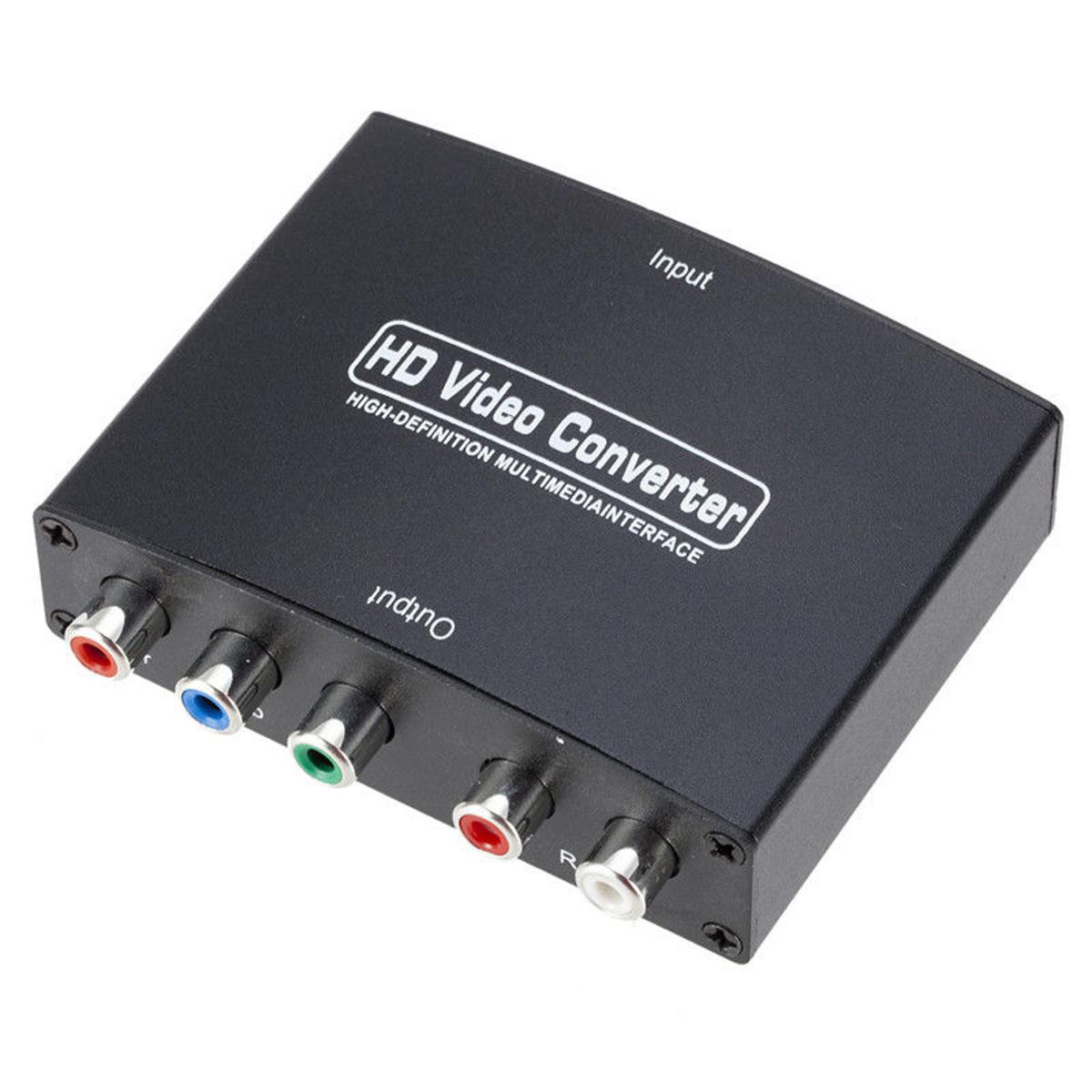 For TV PC DVD HDMI-compatible to 5 RCA Component YPbPr Video Converter 1080P HD YPBPR Component R/L Audio Adapter for Projector Black
