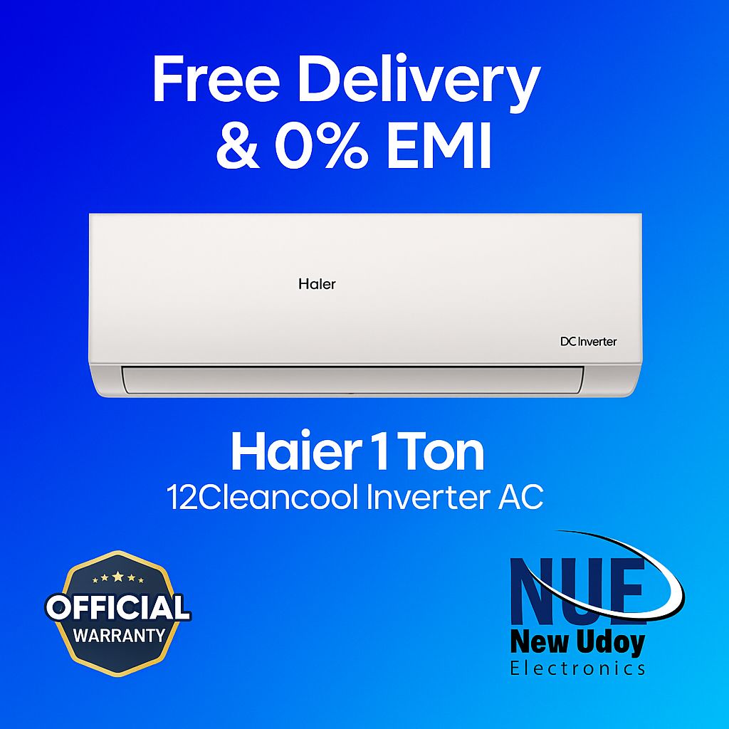 Haier 1 Ton CleanCool Inverter AC -[HSU-12CleanCool(INV)(Pro)] 🚚 Free Delivery  💳 0% EMI Available, Official Warranty by Haier. 