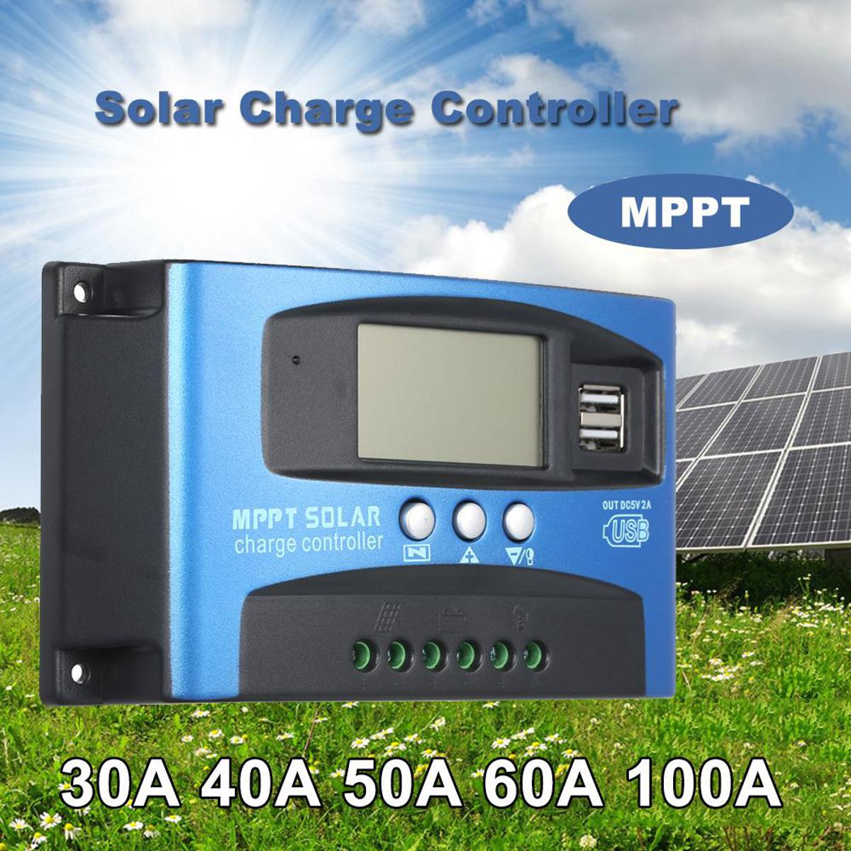 30A MPPT Solar Charge Controller Dual USB LCD Display Auto Solar Cell Panel Charger Regulator