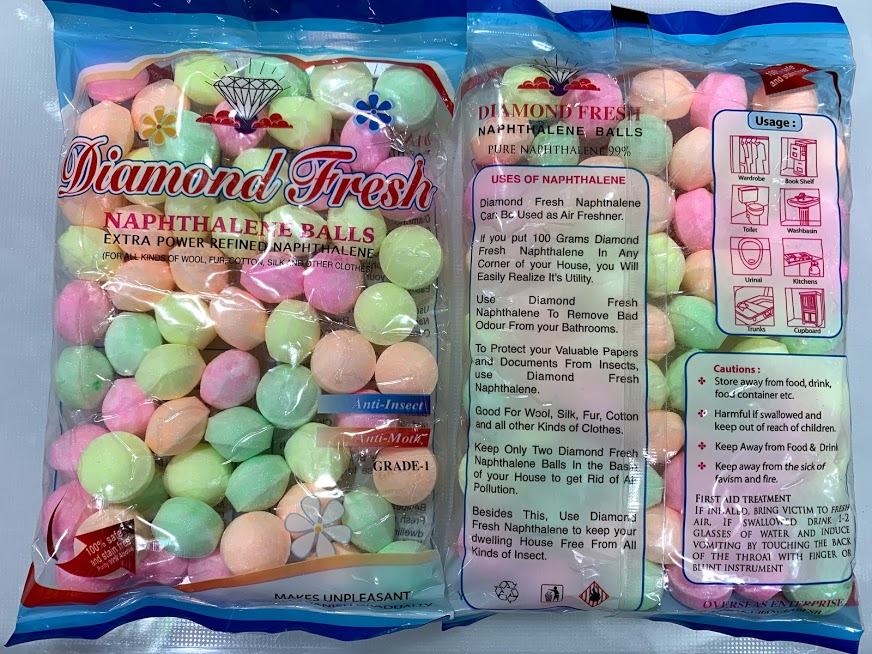 100 gm Naphthalene Balls Diamond Fresh Multicolor- 1 packet. 