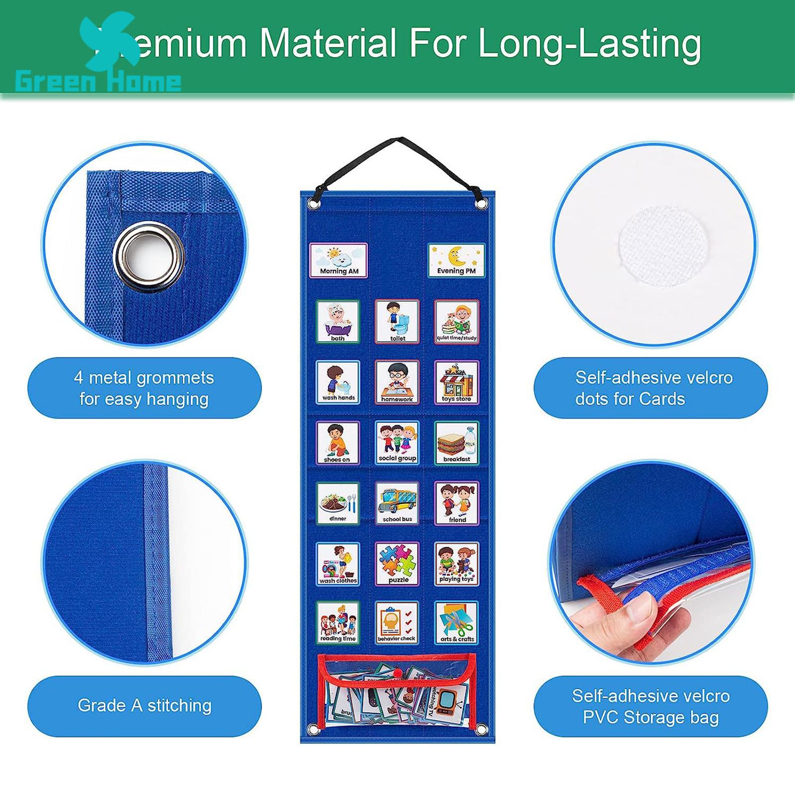Visual Timetable Cards Calendar Kids Visual Schedule Chart 2-in-1 Daily Chore Routine Learning Tool Waterproof for Home School Children Interest. 
