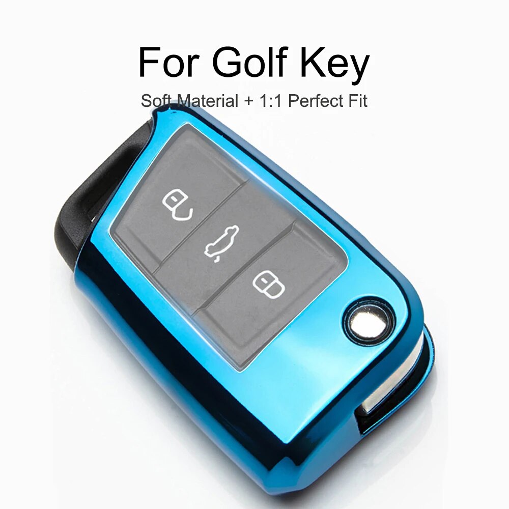 6 Colors TPU Car Key Case For VW Golf 7 GTI R Tiguan Key Bag Shell Car Keyrings keychain. 