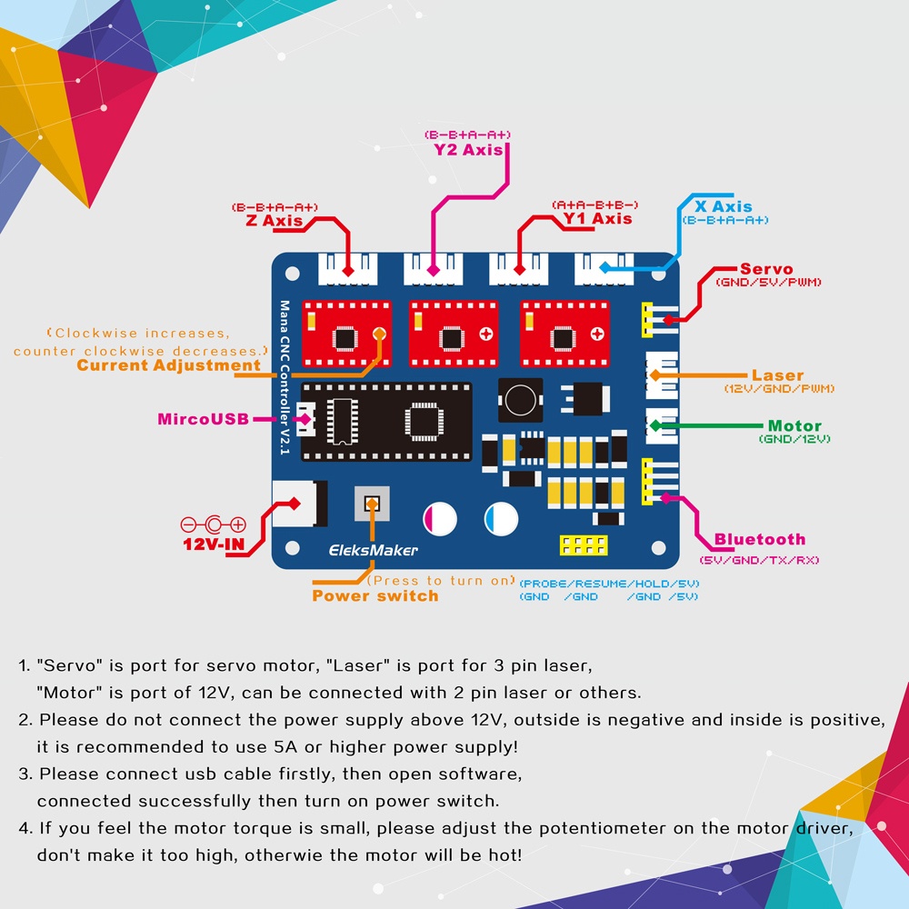 EleksMaker EleksMana XYZ 3 Axis Stepper Motor Driver Controller Board Control Panel For DIY Laser Engraver. 