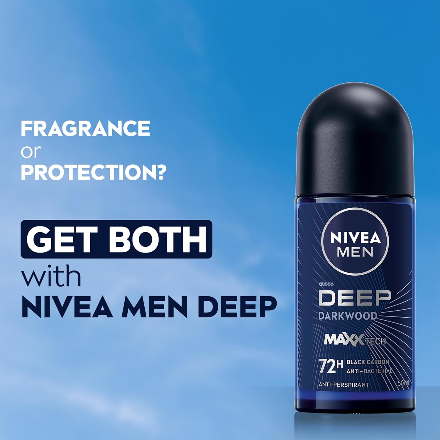 Nivea Men Deep Darkwood Powered by Maxxtech Formula Deodorant Roll On 50ml. 