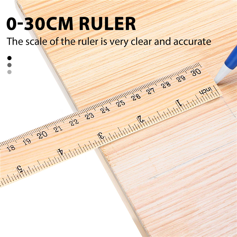 12 x Wood Ruler Measuring Ruler, 2 Scale (12 Inch and 30 cm). 