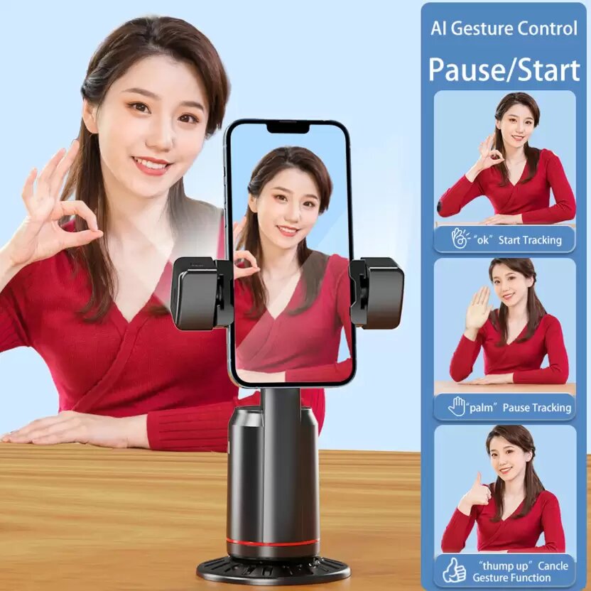 Retrack Q02 AI Tracker 360° Auto Face Tracking Smart Selfie Gimbal Stabilizer Fill Light Tripod With Type-C.. 
