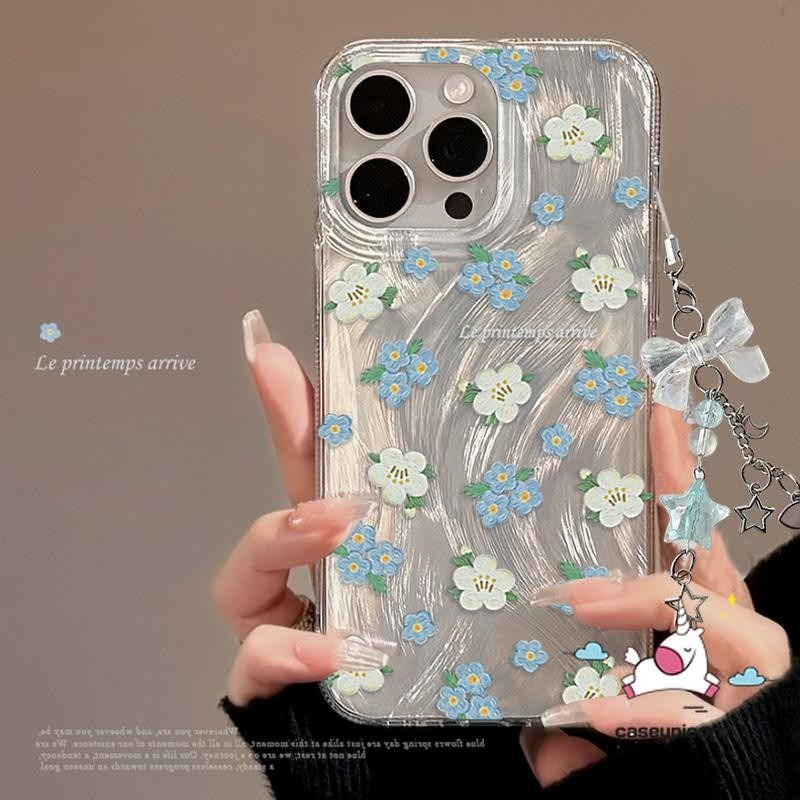For Oppo A18 A60 A3X A57 A38 A3 A5 A15 A7 A5s A16 A12 A77 A9 A74 A3s A76 A17 A78 A54 A31 A58 A16s A53 A17K A95 A33 A16K A98 Reno 12F Cartoon Floral Pendant Cute Art Flower Case