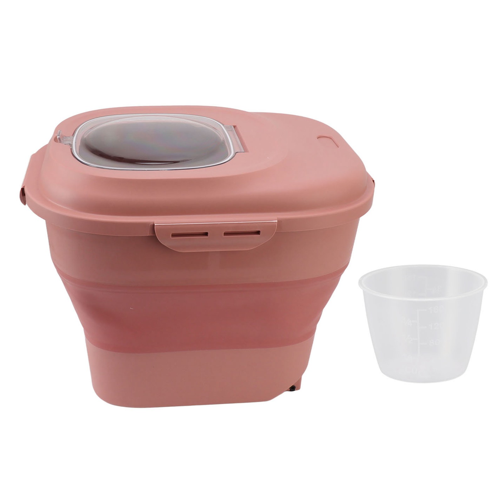 Rice Food Storage Container Large Collapsible Food Storage Container with Measuring Cup Rolling Wheel. 