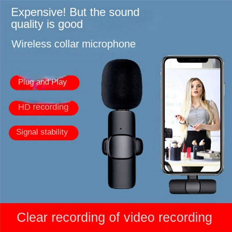 Wireless Lavalier Microphone Portable Audio Video Recording Mini Microphone Fit For Live Gaming Mobile Phone Microphone B. 