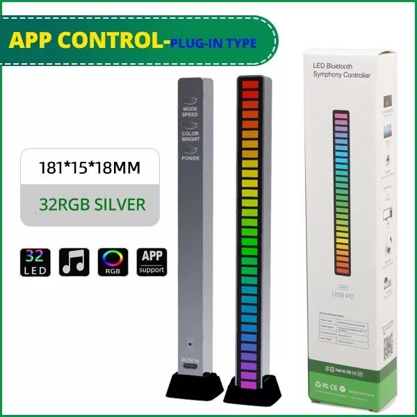 RGB Rechargeable Music Pickup Light- Rhythm Light Color Ambient LED Lamp Bar For YouTube Studio, TV, Car Decoration & Party - Light. 