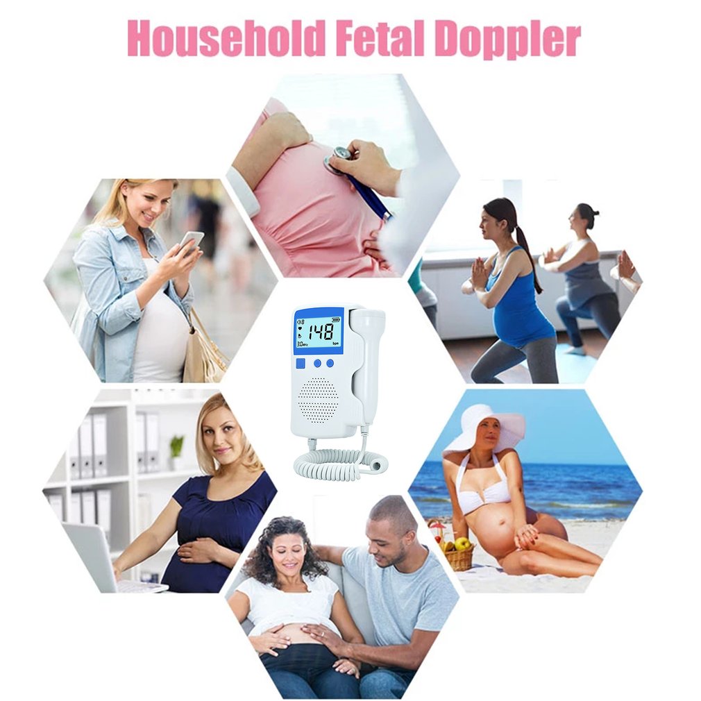 Professional Safe Fetal Doppler 3MHz Probe Heart Beat Monitor Backlight LCD Display Fetal Sound Heart Rate Detector No Radiation. 