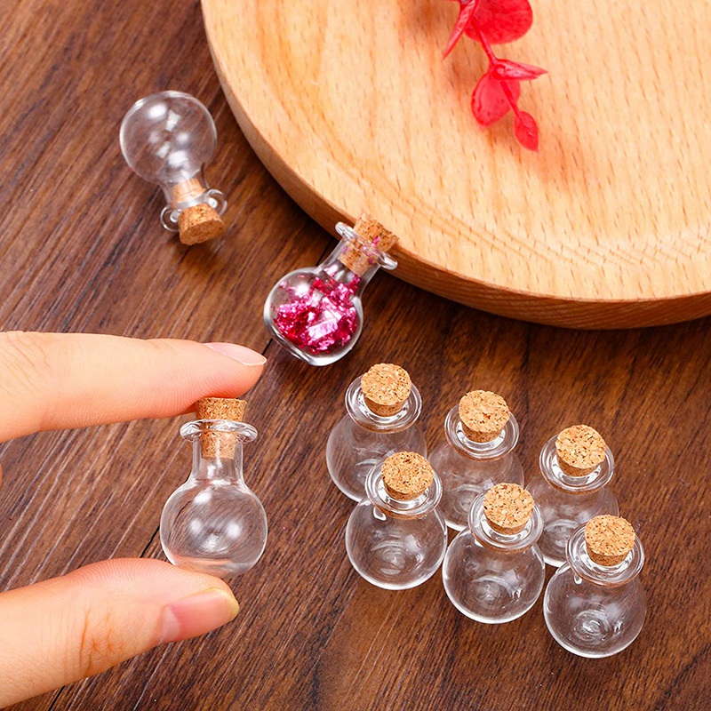 50 Pieces Small Mini Glass Jars Bottles with Cork Stoppers 5 Shapes Tiny Wishing Drifting Bottle Crafts DIY Projects. 
