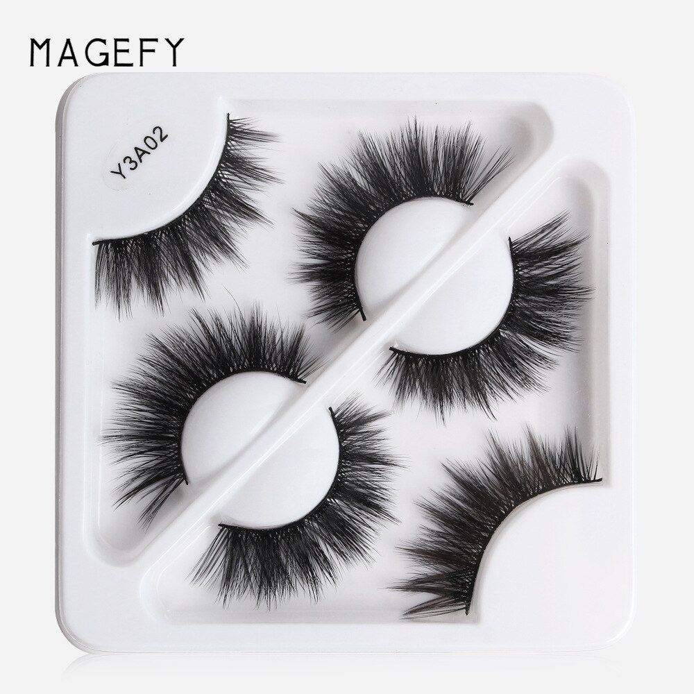 MAANGE MAGEFY 3Pair  Handmade 3D Fake Mink False Eyelash set - Y3A02. 