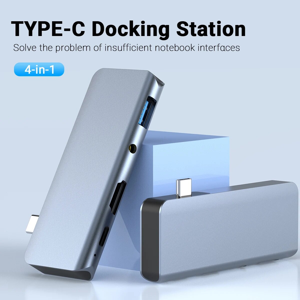 4-in-1 USB C Docking Station Multi-Port Laptop Dock Hub with 4K HDMI 100W PD USB3.0 3.5mm Audio For iPad Pro Air 5 iPad Mini 6. 